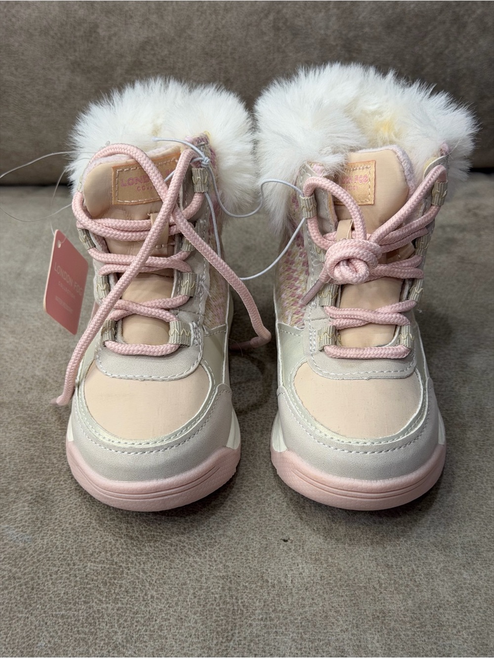 London Fog Talia R Girls Pink Faux Fur Winter Boots Toddler 8M New